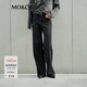 MO&Co.黑色牛仔褲中低腰寬松長(cháng)直筒棉質(zhì)黑牛褲摩安珂 牛仔黑色 M /M