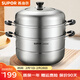 蘇泊爾（SUPOR）蒸鍋304不銹鋼籠雙層復底大容量蒸魚(yú)鍋具燃氣電磁爐通用 SZ26C1【拍4口整箱發(fā)】 2層 26cm