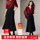 晚白【新品】亮閃閃毛呢魚(yú)尾半身裙冬款氣質(zhì)優(yōu)雅修身顯瘦時(shí)尚百搭半裙 黑色 M