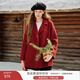 香影劉些寧同款雙面呢羊毛大衣女冬季小個(gè)子中長(cháng)紫色西裝毛呢外套 紅色 M 160/84A/95-110斤