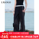 LAGOGO松緊腰運動(dòng)束腳褲女拉谷谷2025年春季新款撞色條休閑長(cháng)褲 黑色 S