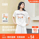 森馬（Semir）短袖t恤女中長(cháng)款萌寵花上衣25夏透氣吸濕寬松套頭衫109325100005