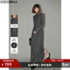 COCOBELLA手工壓褶半高領(lǐng)赫本風(fēng)長(cháng)袖連衣裙女春氣質(zhì)長(cháng)裙FR3015 深花灰 S