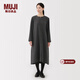 MUJI女式 起毛 長(cháng)袖連衣裙 女裝裙子長(cháng)裙25年冬季連身裙 BC2O3C5A 深灰色 M （160/84A）