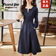 奧絲婕（Aosijie）高端品牌 長(cháng)袖連衣裙女2026春秋新款氣質(zhì)收腰顯瘦輕熟風(fēng)法式裙子 藏青色 XL 【115-125斤】