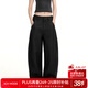 ICH MODE美式西褲女春夏新款寬松直筒松弛感彎刀闊腿褲休閑褲 黑色 L