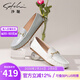沙馳（SATCHI）女鞋舒適休閑平底單鞋2025年真皮豆豆鞋軟底蛋卷工作樂(lè )福鞋 淺藍色壓紋（K258030B027） 39