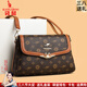 袋鼠卡拉輕奢包包女包斜挎軟皮包2026新款女式單肩包三八節送媽媽生日禮物 棕玫瑰配黃（禮盒+手包卡包）