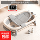 嬰兒洗澡盆兒童浴盆大號寶寶可折疊可坐可躺洗澡神器新生兒童用品 【觸屏感溫】火山灰+三角浴網(wǎng)