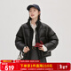 艾萊依（ERAL）羽絨服女士率性PU面料短款羽絨服女冬季新款時(shí)尚休閑顯瘦新年衣服 炭黑 M 160【建議110-130斤】