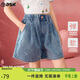 ASK JUNIOR蝴蝶結兒童褲子2026夏季中大童牛仔短褲A字型熱褲女童 藍色 150