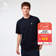 哈吉斯（HAZZYS）男女裝 夏季【PHIZ系列】情侶款復古繡花寬松圓領(lǐng)T恤 深藏青色DN -男 XL （180/100A 50） （尺碼偏大）男