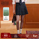 Teenie Weenie小熊女裝半身裙春秋學(xué)院風(fēng)時(shí)尚少女格紋百褶裙 綠色 L