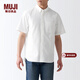 MUJI 男式 棉水洗牛津 紐扣領(lǐng)短袖襯衫 純棉全棉襯衣外套 ACC01C2S 白色 XS  (160/80A)