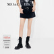 MO&Co.洗水黑色中低腰牛仔不對稱(chēng)褲裙短褲美式復古褲子摩安珂 牛仔黑色-第2批 M 27