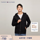 Tommy Hilfiger【抓絨保暖】秋冬男裝休閑純色連帽拉鏈開(kāi)衫重磅衛衣外套 黑色BDS M （推薦：135-150斤）