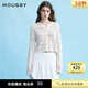 moussy 女裝新品簡(jiǎn)約淑女風(fēng)通勤薄款針織開(kāi)衫女028JSX70-1029 010白色 均碼