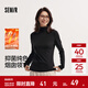 森馬（Semir）長(cháng)袖T恤女冬半高領(lǐng)發(fā)熱抑菌純色修身上衣顯瘦百搭氣質(zhì)打底衫 黑色90001 M