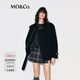 MO&Co.毛呢外套2025冬新品綿羊毛山羊絨立領(lǐng)可拆卸肩袢附腰帶MBE4JKTT02 黑色 XS /155