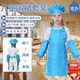 隨燦兒童圍裙套袖帽子套裝小孩畫(huà)畫(huà)罩衣幼兒園繪畫(huà)烘焙廚師圍裙套定制 【藍色L碼】?jì)和瘒固籽b三件套 （圍裙1件+帽子1頂+套袖1對)