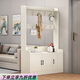 法卡威衣帽架鞋柜鞋架一體組合門(mén)口玄關(guān)柜帶掛衣架換鞋凳大容量多功能柜 象牙白 三門(mén)款(長(cháng)110寬35高180)