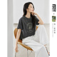 對白（DUIBAI）【100棉】藝術(shù)畫(huà)作聯(lián)名美式做舊短袖T恤女2026夏新款灰色上衣 深霧灰 XL