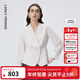 朗姿法式氣質(zhì)V領(lǐng)白色襯衫襯衣女新款秋裝內搭小衫上衣小眾設計感 米白色2 XL