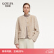 歌莉婭立體絞花肌理外套女2025新款冬季高級感短款夾克1ECL6F720 43W米駝 S