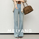 美洋（MEIYANG）清鹽牛仔褲 26春氛圍密碼 天絲棉喇叭【大50】-周一 藍色（常規版） XL