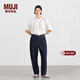 MUJI女式 木棉混 牛仔桶形褲 女款褲子 25年冬季 女裝 蘿卜褲 深藏青色 M (160/66A)
