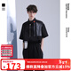 bosie2025年夏季新款短袖襯衫男情侶拼接時(shí)尚寬松女休閑襯衣外套潮 黑色 XS