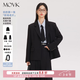 MOVK黑色西裝外套春秋女士小個(gè)子大學(xué)生職業(yè)面試正裝高級休閑西服套裝 黑色(四?？畚餮b+直筒西褲) 【職業(yè)正裝面試】 S  (91-105斤)