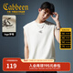 卡賓（CABBEEN）【肩位拼接】男裝 火焰logo背心夏季新款美式無(wú)袖t上衣潮牌帥 杏色15 XL /180/52