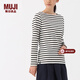 MUJI MUJI 女式 粗棉線(xiàn)條紋長(cháng)袖T恤 白色*橫條 L