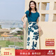 尚都比拉短袖t恤印花半裙套裝時(shí)尚洋氣兩件套氣質(zhì)型夏季女裝 藍配花色 XL 