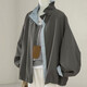 俞兆林（YUZHAOLIN）韓系慵懶風(fēng)立領(lǐng)工裝外套女小個(gè)子2026春秋新款休閑短款夾克外套 灰色撞色 XL 135斤-150斤
