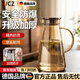WCZ德國涼水壺冷水壺玻璃涼水杯耐高溫加厚防爆食品級涼白開(kāi)儲水壺 琥珀錐形水壺-不銹鋼蓋開(kāi) 1.8L 耐高溫-密封防側漏-玻璃壺