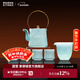 景德鎮（jdz）官方茶具陶瓷功夫茶具茶杯茶壺套裝整套辦公室家用禮盒裝送禮高檔 影青雕刻提梁壺套裝6頭