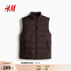 H&M男裝棉服2025年冬季新款立領(lǐng)疏水絎縫梭織防風(fēng)夾棉背心1274643 深棕色 2XL 180/124