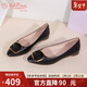 金利來(lái)（Goldlion）女鞋淺口一腳蹬尖頭平底鞋通勤工作單鞋女-66111005301P-黑色-37