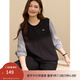 纖莉秀【設計感拼接衛衣】大碼女裝休閑百搭上衣胖mm春裝新款3736 黑色 3XL
