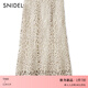 SNIDEL2025秋冬新品優(yōu)雅高腰蕾絲鉤花鏤空魚(yú)尾半身裙SWFS254135 灰白色 S (0)