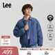 Lee25秋冬新品舒適版翻領(lǐng)小Logo織標男女同款飛行夾克羽絨服休閑 復古牛仔藍（尺碼偏大，拍小一碼） S