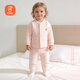 貝瑞加（Babyprints）嬰兒家居服套裝男女寶寶夾棉保暖內衣柔軟上衣褲子 粉100
