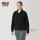 MUJI女式 抓絨 套頭衫 女士衛衣外套女款秋冬女裝 上衣BB2QSA4A 黑色 S (155/80A)