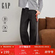 蓋璞（GAP）男裝冬季經(jīng)典款復合暖感加絨寬松直筒保暖牛仔褲休閑褲829753