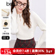 百圖betu女裝冬季新款毛衣半高領(lǐng)鏤空坑條顯瘦套頭毛衫女2411T33 米白 M