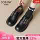 卓詩(shī)尼厚底樂(lè )福鞋女2026年春季新款女鞋子學(xué)院風(fēng)皮帶扣單鞋英倫小皮鞋女 黑色 37