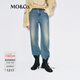 MO&Co.【SMILEY聯(lián)名】牛仔褲2025冬新品臟污噴墨磨邊做舊棉質(zhì)MBE4JEN009 牛仔藍色 XS 25