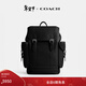蔻馳（COACH）【禮物】【明星同款】新款男士HITCH大容量真皮雙肩包通勤男包 黑色